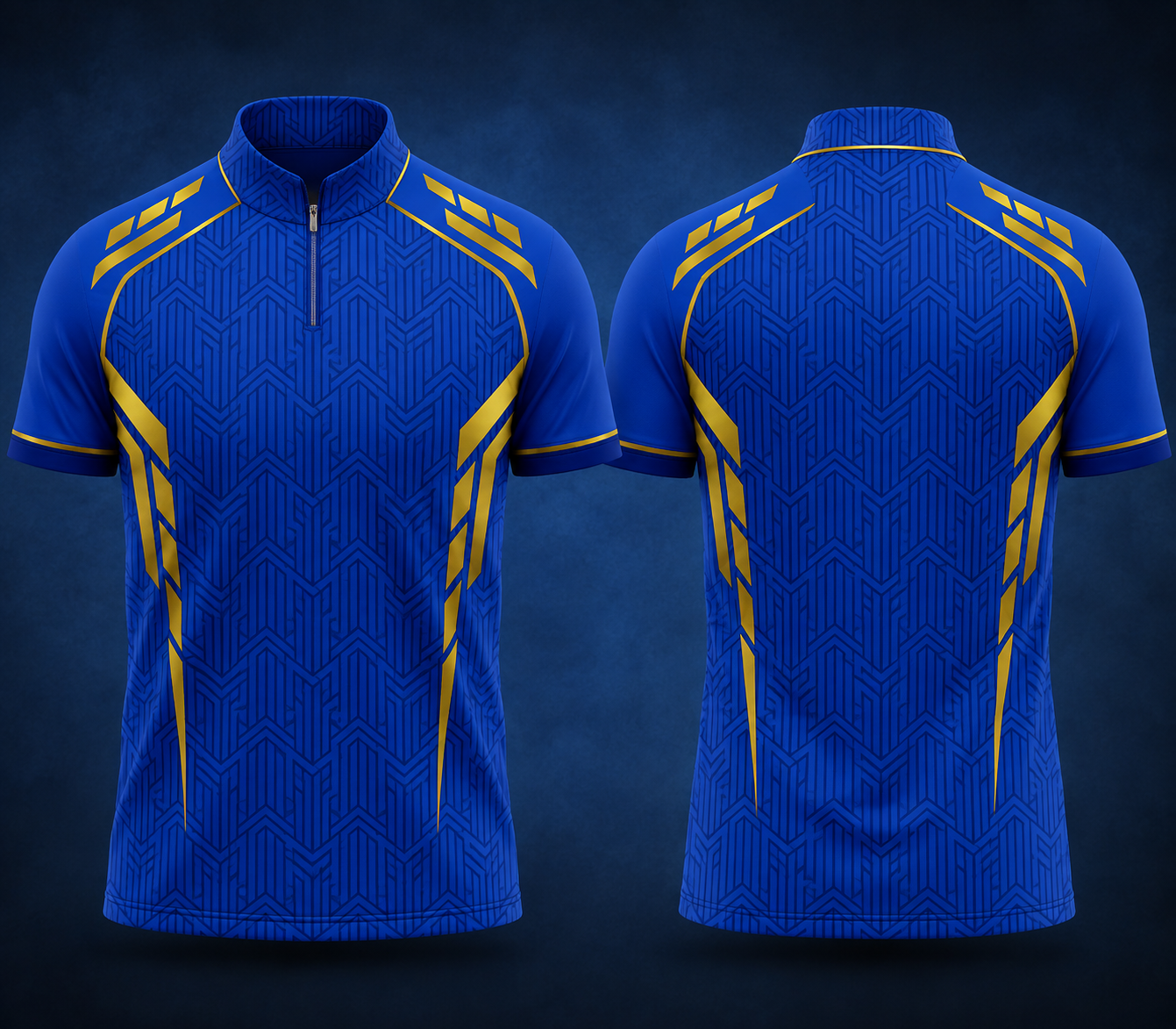 mumbi blue colour fan jersey zip  half sleeve name and number print